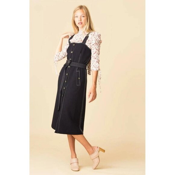 VERONICA BEARD Women's Adora Belted Button-Front Midi Dress - Picture 3 of 12